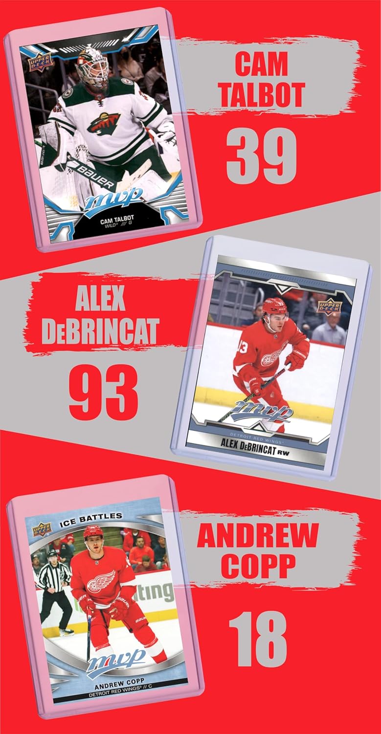 Chaser Detroit Red Wings Cards: Dylan Larkin, Moritz Seider, Cam Talbot, Alex DeBrincat, Andrew Copp, Lucas Raymond, Sergei Fedorov, Steve Yzerman ASSORTED Hockey Stars & GOATs Trading Card & Wristbands Gift Pack - Image 3